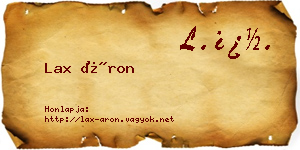 Lax Áron névjegykártya